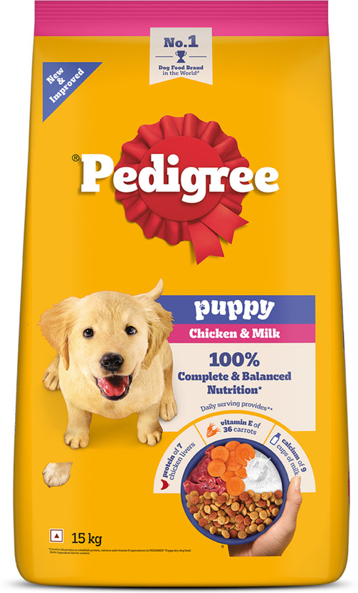 PEDIGREE 100% Nutrition Chicken, Milk 15 kg Dry Young Puppy Food