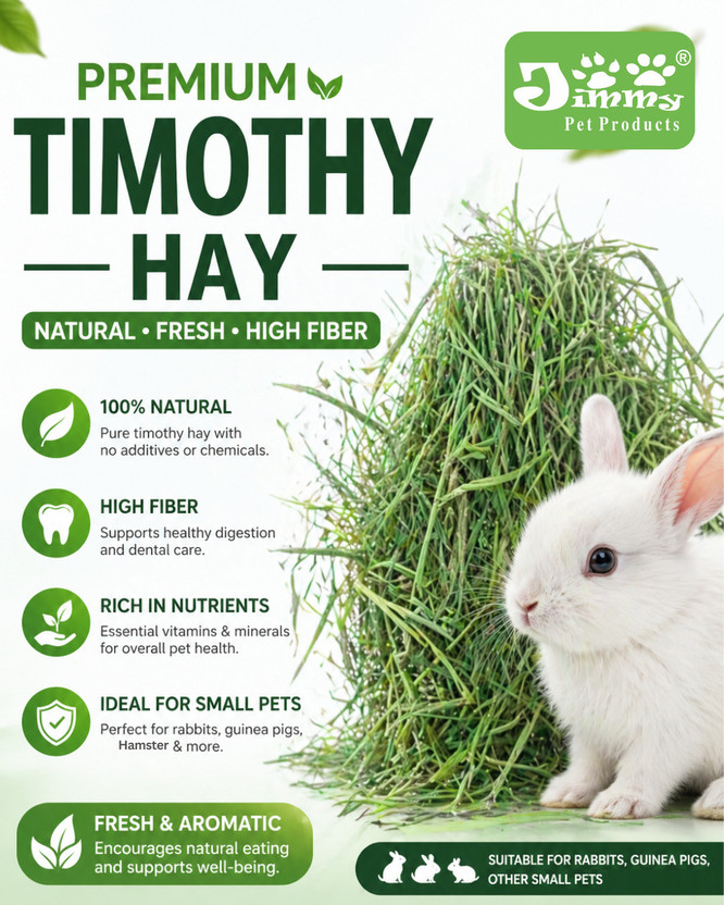 Jimmy Fresh Timothy Hay Food for Rabbit & Guinea Pig High Fiber Rabbit Food Hay 1.19 kg Dry All Life Stages Rabbit Food