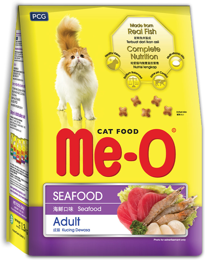 Me-O Adult Dry Cat Food Sea Food Flavour Sea Food 3 kg Dry Adult Cat Food