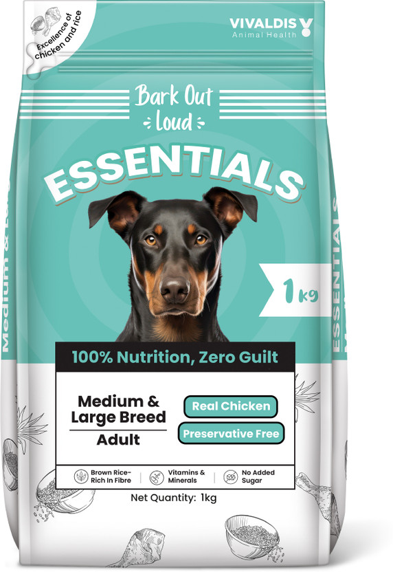 BARK OUT LOUD Essentials Medium & Large Breed Dog Food - Chicken 1 kg Dry Adult Dog Food