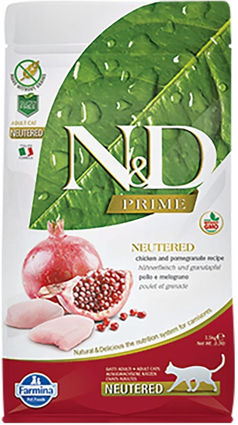 Farmina N & D Prime Cat Grain Free Chicken And Pomegranate Neutered Adult Chicken 1.5 kg Dry Adult Cat Food