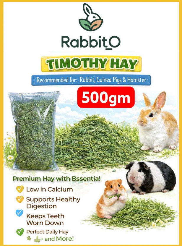 Rabbit_O Rabbit_O Premium Timothy Hay – Naturally Dried | Fresh | High Fiber Vegetable 0.5 kg Dry Adult Rabbit Food