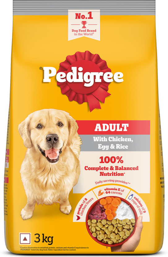 PEDIGREE PEDIGREE 100% Complete & Balanced Nutrition Chicken, Egg, Rice 3 kg Dry Adult Dog Food - Flipkart Deal