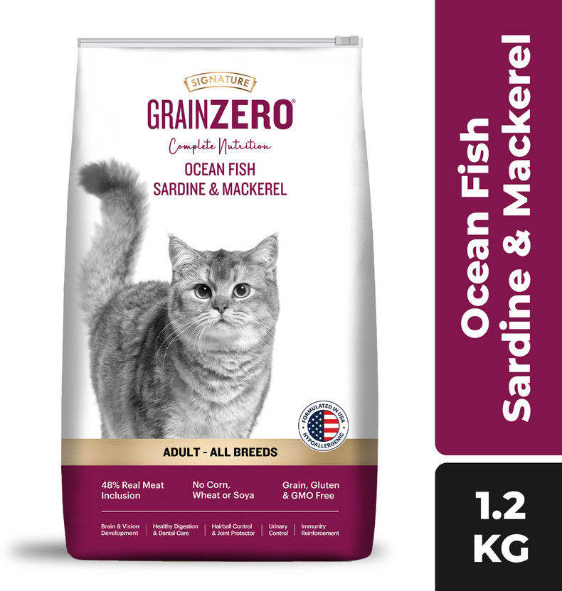 Signature Grain Zero Ocean Fish, Sardine, and Mackeral 1.2 kg Dry Adult Cat Food