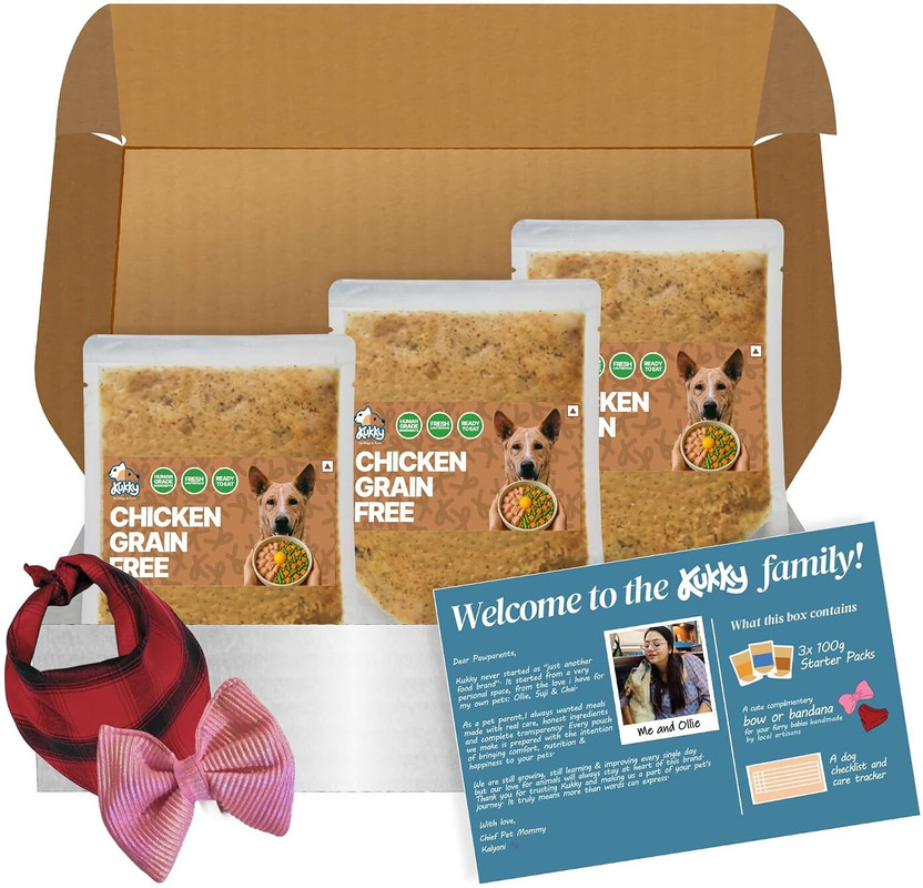KUKKY Chicken Dog Food Grain Free, High Protein Wet Chicken 0.3 kg (3x0.1 kg) Wet All Life Stages Dog Food