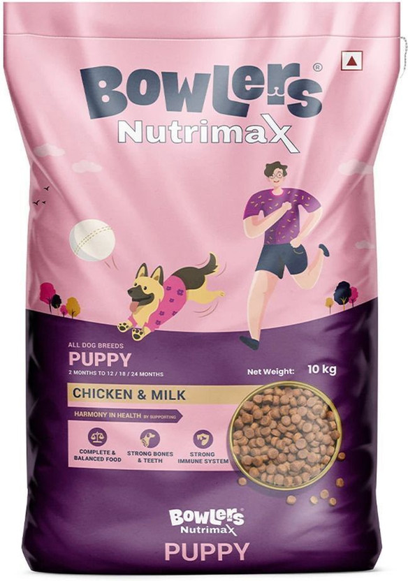 Bowlers Nutrimax Dry Dog Food Puppy Chicken & Milk 10 Kg | Stronger and sharper puppies Chicken 10 kg Dry Adult Dog Food