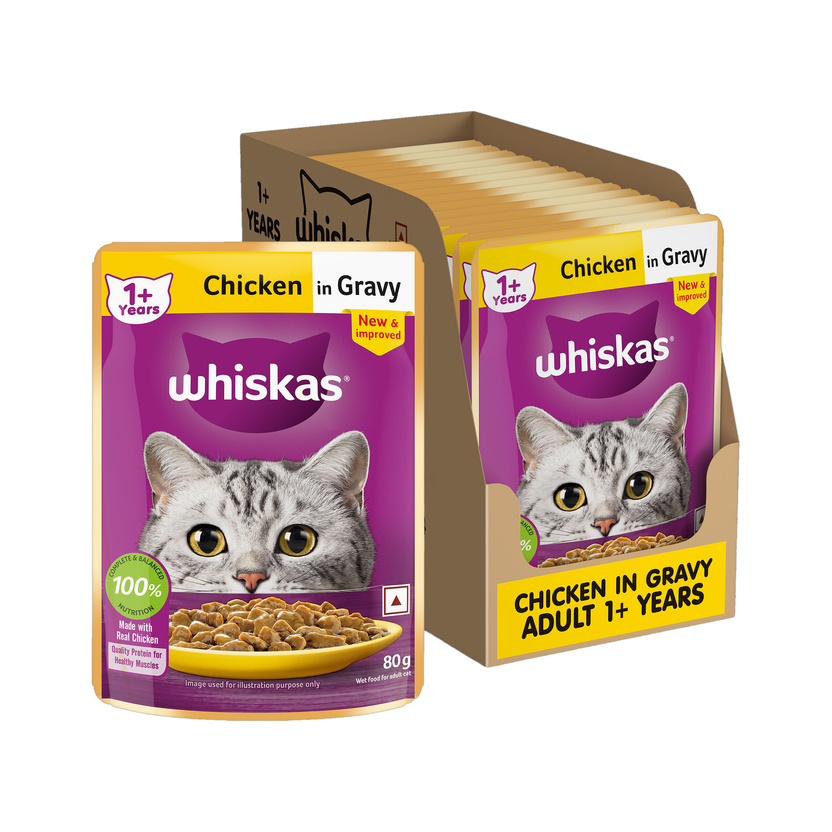 Whiskas (1+ Years) Chicken 1.12 kg (14x0.08 kg) Wet Adult Cat Food