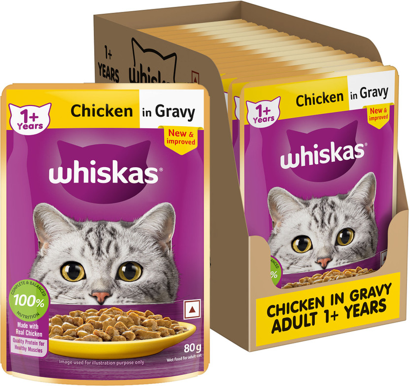 Whiskas (1+ Years) Chicken 1.12 kg (14x0.08 kg) Wet Adult Cat Food