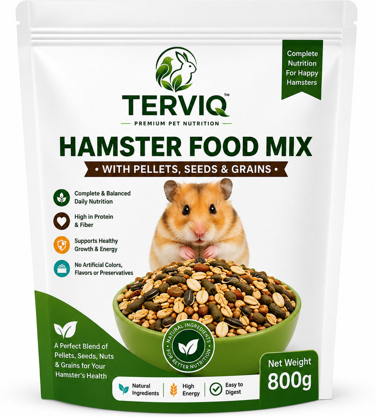 terviq terviq Hamster Food Mix with Pellets, Seeds & Grains for Pet Hamsters 0.8 kg Dry All Life Stages Hamster Food - Flipkart Deal