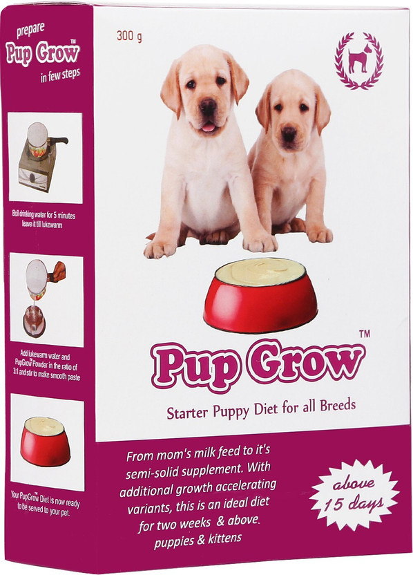 pup pup grow Puppy Starter Health Supplement Diet for all Breeds Vanilla 0.3 kg Dry New Born Dog & Cat Food - Flipkart Deal