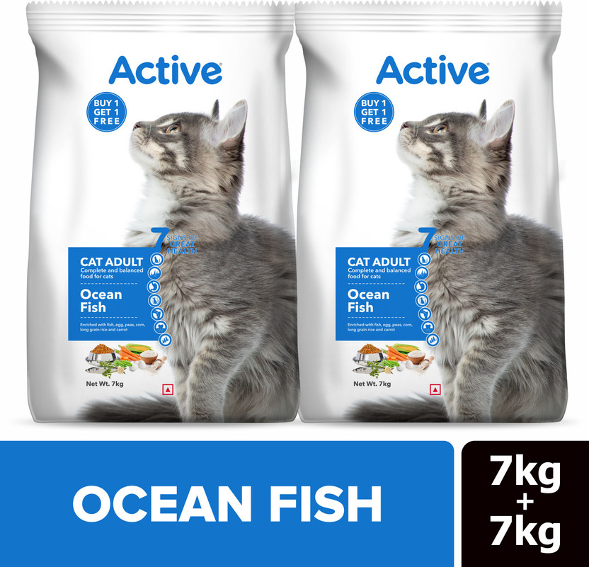Active Buy 1 get 1(2 X 7kg) , Ocean Fish 14 kg (2x7 kg) Dry Adult Cat Food