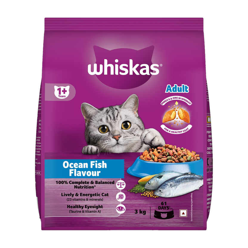 Whiskas (1+ Years) Fish 3 kg Dry Adult Cat Food