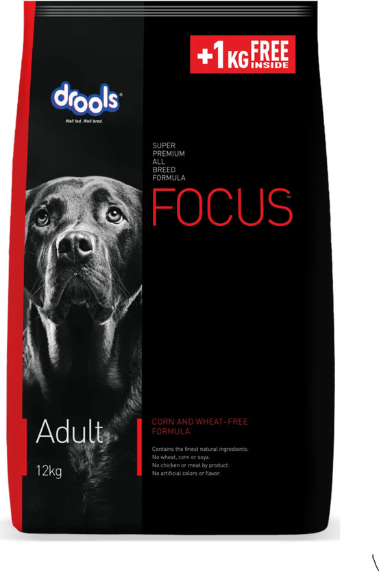 Drools Drools Focus Super Premium Adult Dog Food (12+1Kg Inside) | High-Protein Formula Chicken 13 kg Dry Adult, Senior Dog Food