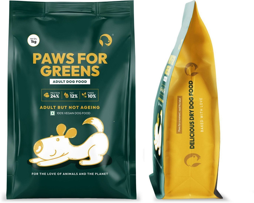 PAWS FOR GREENS Vegan Adult Dog Food 100% Natural Plant-Based Meat-Free for All Breeds Vegetable 1 kg Dry Adult Dog Food