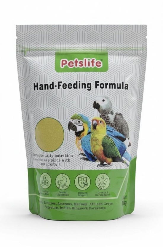 HOOGHLY AQURIUM Petslife Complete Nutritious Hand Feeding Bird Food with DHA Omega 3 1 kg Dry All Life Stages Bird Food