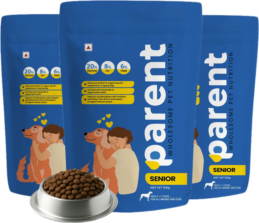 Parent Senior Dog Food (7+ Years) Complete Nutrition for Healthy and Happy Golden Years Chicken 0.3 kg (3x0.1 kg) Dry Senior Dog Food