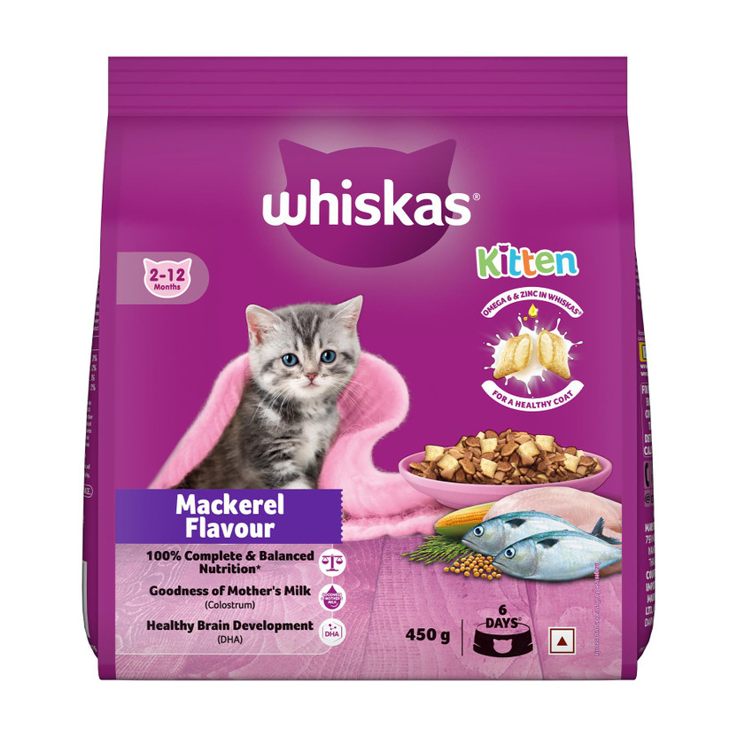 Whiskas (2-12 Months) Mackerel 0.45 kg Dry Young Kitten Food