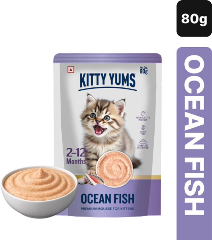 Kitty Yums Premium Mousse For Kittens Fish 0.08 kg Wet Young Cat Food