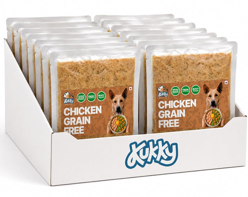 KUKKY Chicken Dog Food Grain Free, High Protein Wet Chicken 1.4 kg (14x0.1 kg) Wet All Life Stages Dog Food