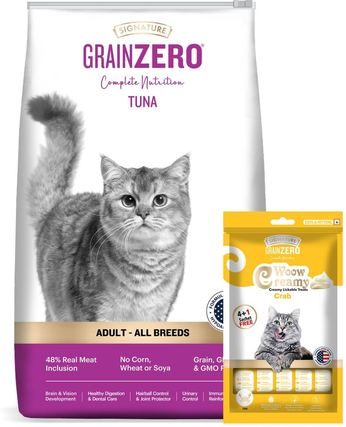 Grain Zero Adult Dry Cat Food with Creamy Treat Grain Free Tuna 1.2 kg Dry Adult Cat Food