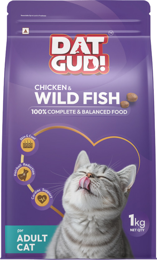 DatGud Chicken & Wild Fish, Adult Dry Cat Food Fish 1 kg Dry Adult Cat Food