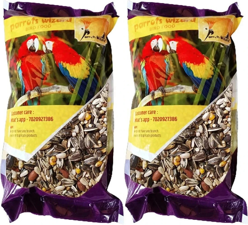 Parrots Wizard Big Parrot Food 32 Types of Seed Mix 0.9 kg (2x0.45 kg) Dry Adult Bird Food