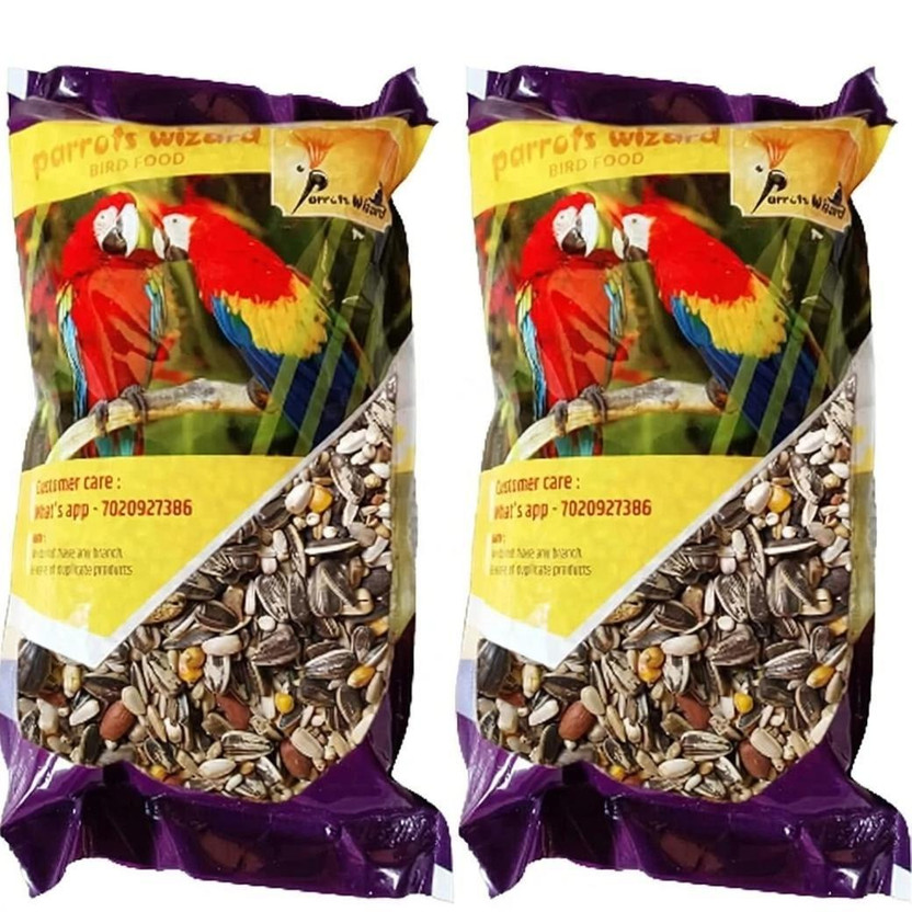 Parrots Wizard Big Parrot Food 32 Types of Seed Mix 0.9 kg (2x0.45 kg) Dry Adult Bird Food