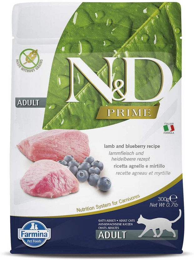 Farmina Farmina N&D Grain Free Prime Lamb & Blueberry Adult Dry Cat Food - 300 gm Lamb 0.3 kg Dry Adult Cat Food