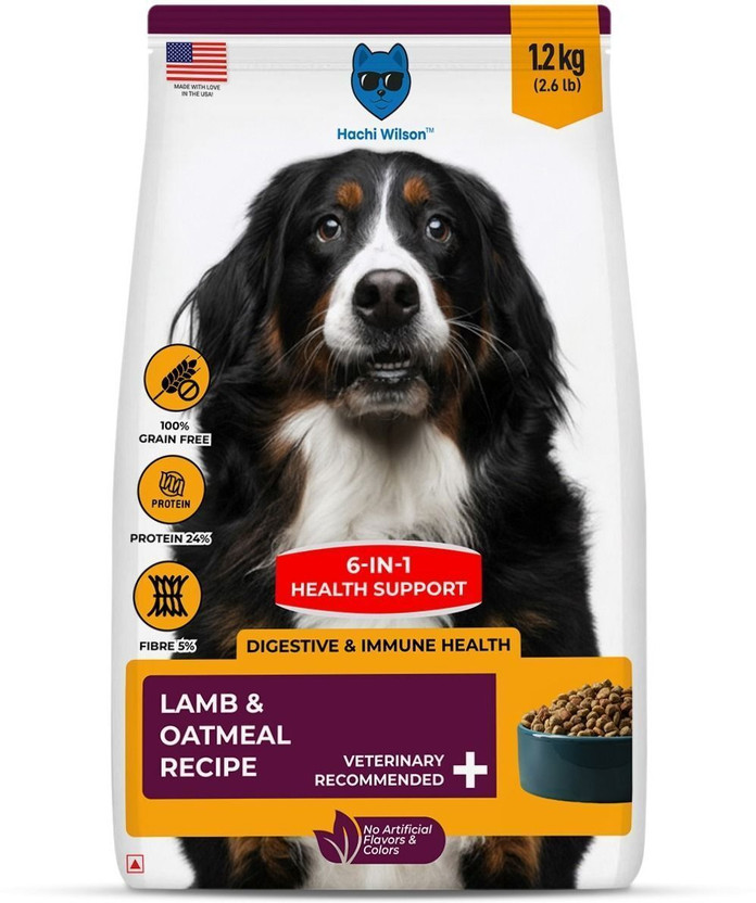 Hachi Wilson Dry kibble Dog Food lamb & oatmeal recipe for Adult & Young Lamb 1.2 kg Dry Adult, Young Dog Food