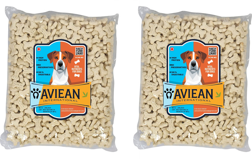Aviean International Dog Milk Biscuits Combo {550 Gm + 550 Gm} Milk Flavor Biscuits (Pack Of 2) Milk 1.1 kg (2x0.55 kg) Dry New Born, Adult, Senior, Young Dog & Puppy Food