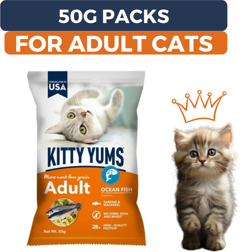 Kitty Yums Adult Ocean Fish Pack Of (50 GM x 30 PCS) Fish 1.5 kg (30x0.05 kg) Dry Adult Cat Food