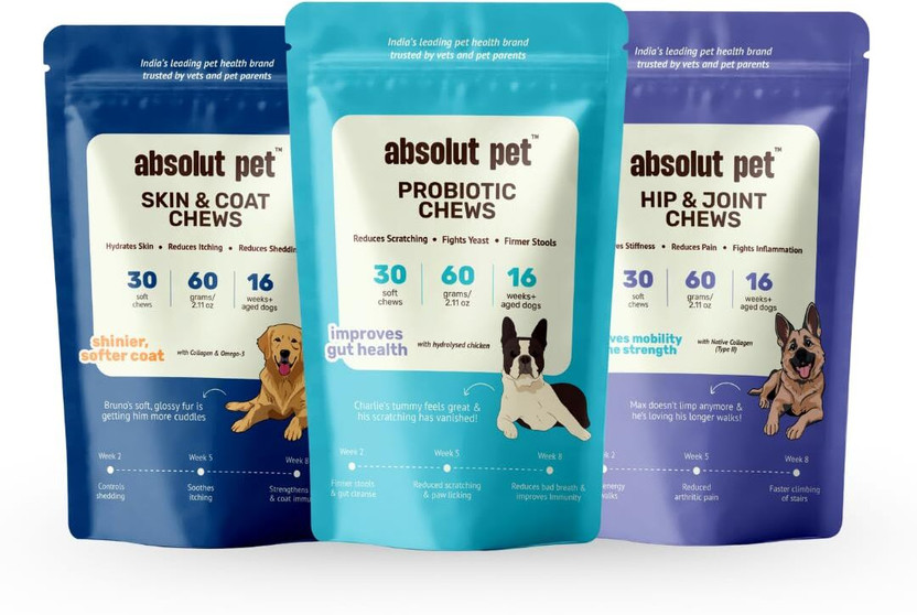 AbsolutPet 3-in-1 Combo Dog Chews Pet Health Supplements(180 g)