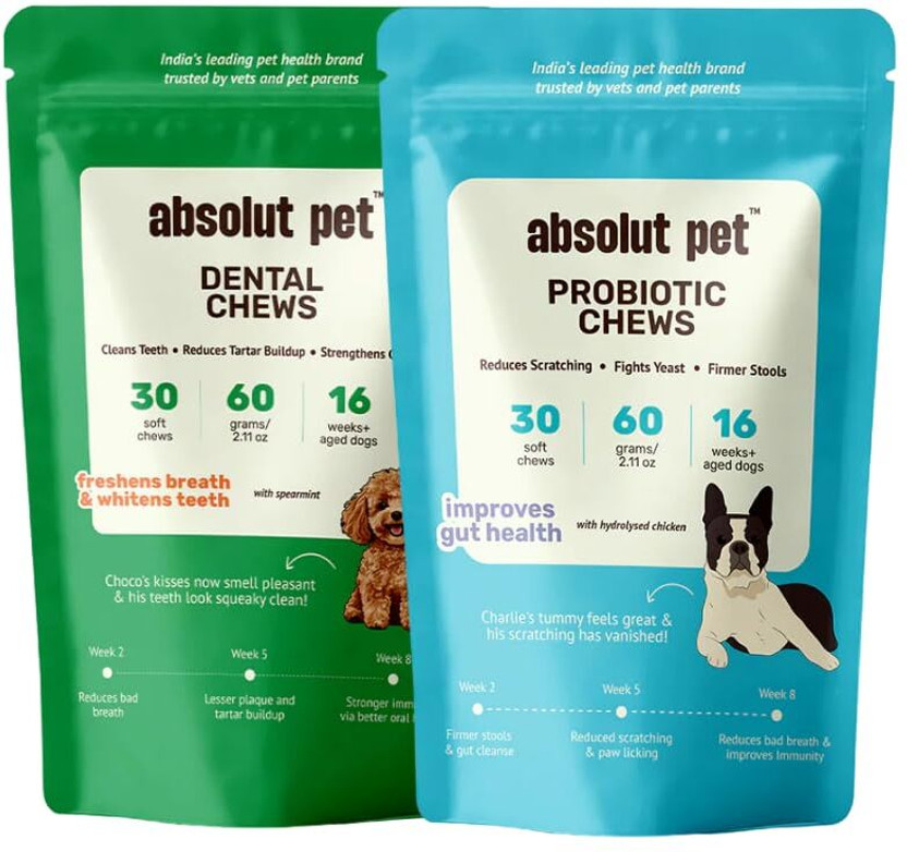 AbsolutPet AbsolutPet Dental + Probiotic Dog Chews Combo Pet Health Supplements(60 g) - Flipkart Deal