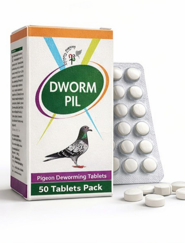 bhopal pigeons DWORM PIL – Advanced Deworming Solution for Pigeons Pet Health Supplements(50 Pieces)