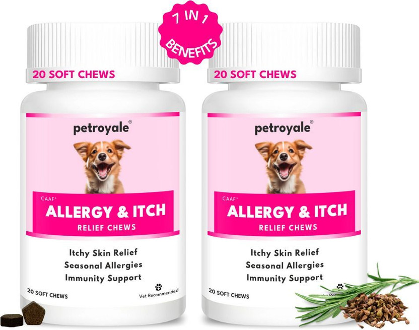 Petroyale Allergy & Itch Chews for Dogs, Relief from Allergies, Hot Spots, Dry Skin For Pet Health Supplements(40 Pieces)