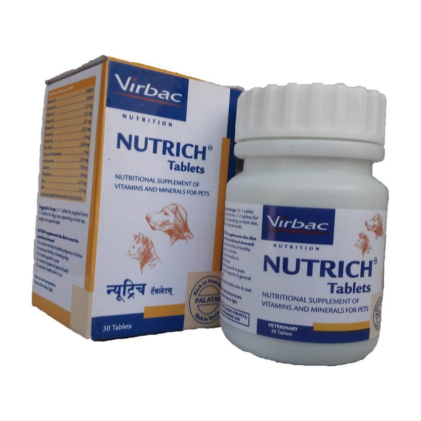 Virbac NUTRICH TABLETS (30) Pet Health Supplements(150 g)