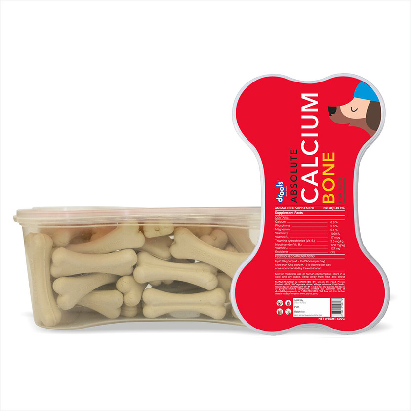 Drools Absolute Calcium Bone(40 Pieces) Dog Treats/ Pet Health Supplements(600 g)