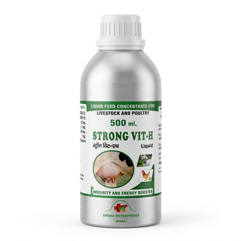 Arora Enterprises Strong Vit H Liquid Supplement | Milk Production Booster & Udder Care for Cattle Pet Health Supplements(500 ml)