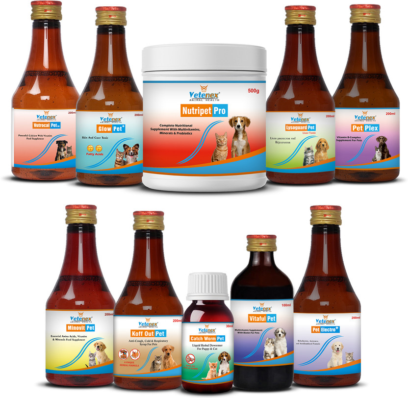 VETENEX Dog Supplement Total Health Care Combo - Pack of 10 Pet Health Supplements(2030 ml)