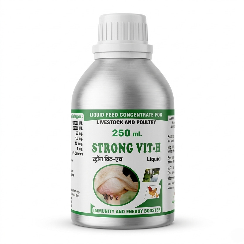 Arora Enterprises Strong Vit H Liquid Supplement | Milk Production Booster & Udder Care for Cattle Pet Health Supplements(250 ml)