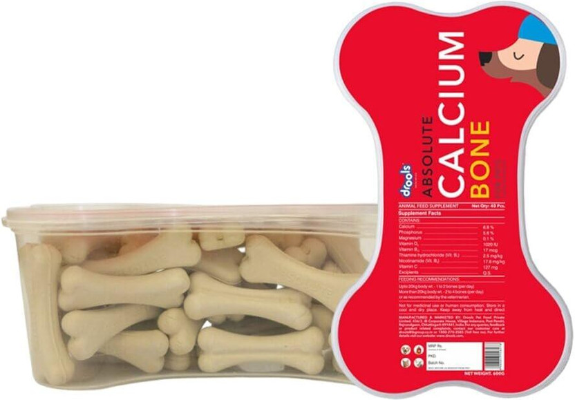 Drools Absolute Calcium Bone(40 Pieces) Dog Treats/ Pet Health Supplements(600 g)