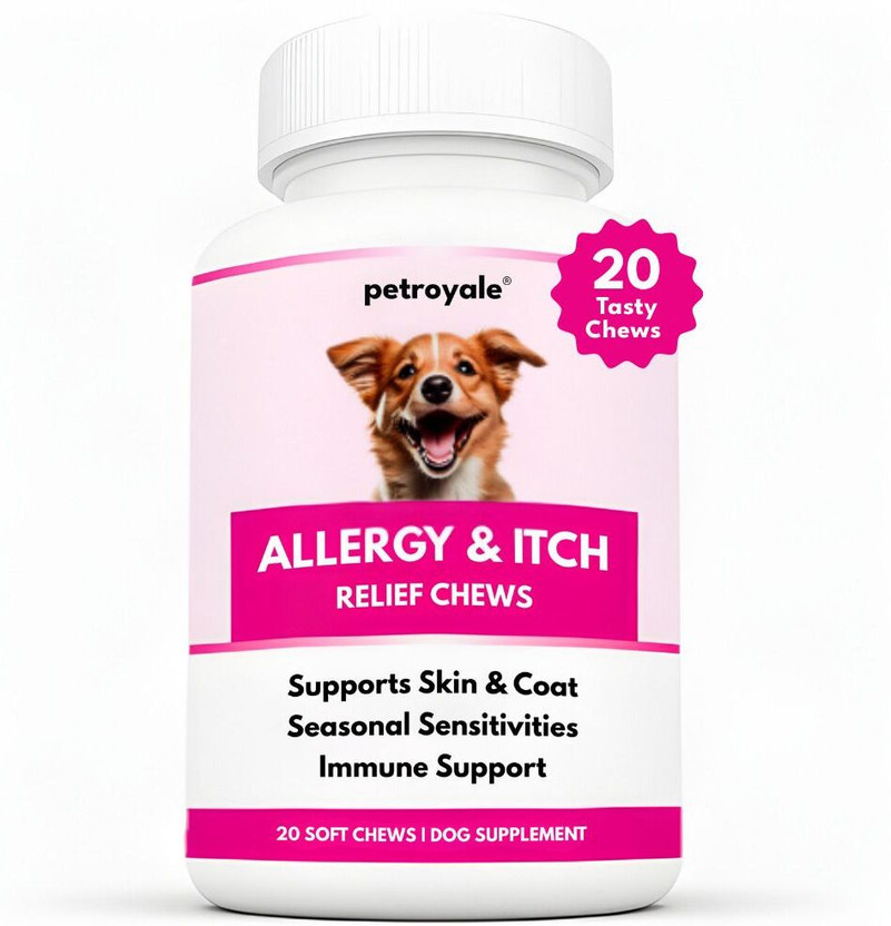 Petroyale Allergy & Itch Chews for Dogs, Relief from Allergies, Hot Spots, Dry Skin For Pet Health Supplements(20 Pieces)