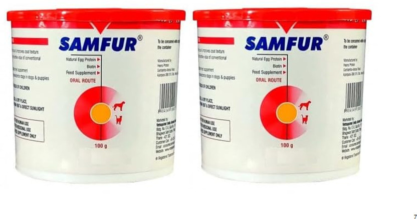 VETOQQUINOL Samfur Powder 100g – Vitamin & Protein Pet Supplement | Pack of 2 Pet Health Supplements(200 g)