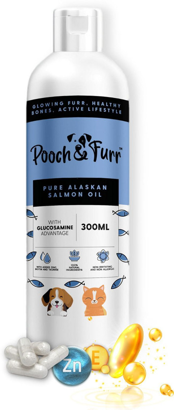 POOCH & FURR PURE ALASKAN SALMON OIL WITH GLUCOSAMINE ADVANTAGE Pet Health Supplements(300 ml)