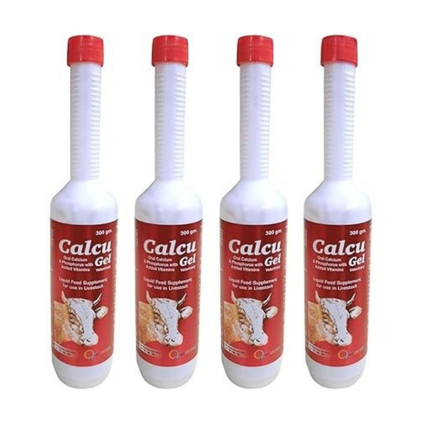 vet cure quick CALCU GEL-Veterinary Oral Calcium Gel for Cattle, Buffalo & Livestock Pet Health Supplements(4 Pieces)