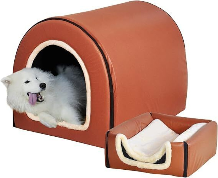 BLESSING PET SUPPLY Cat Bed Cave for Indoor Suitable for Cat Dome Bed,Hideaway Bed for Indoor Cats M Pet Bed(Brown)