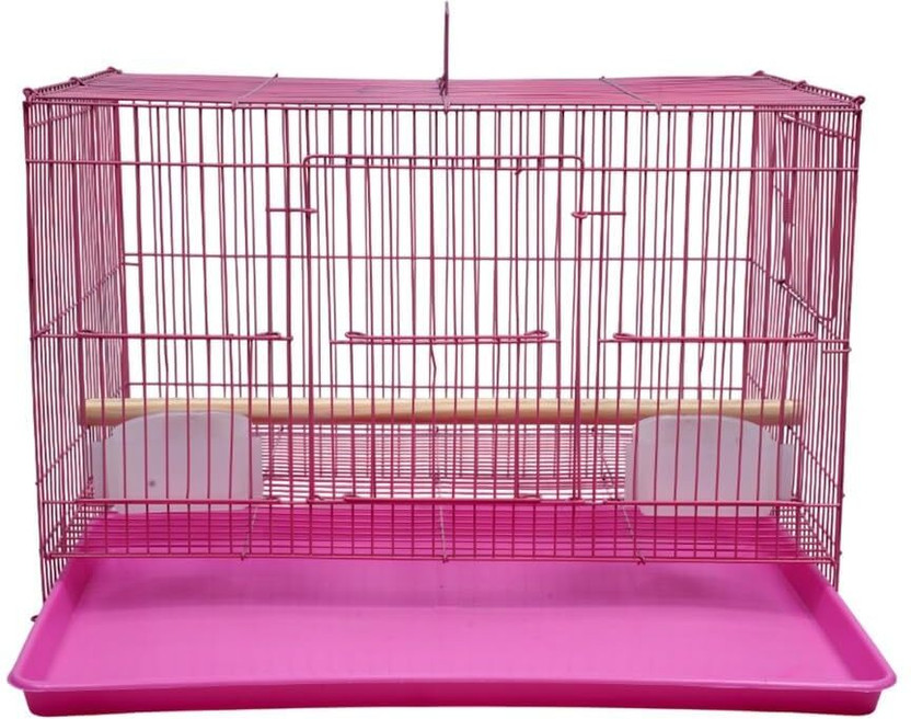 HARA ENTERPRISES 1.5 Ft pink Bird Cage for Budgies, Finches, Lovebirds & Free Toys Bird Cage