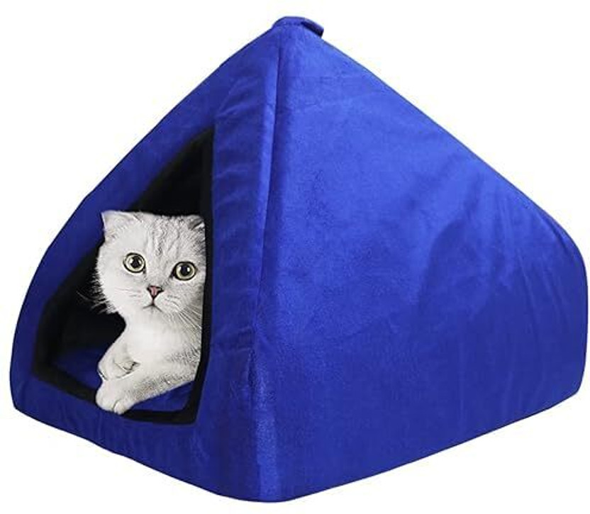 BLESSING PET SUPPLY Cat Bed Cave for Indoor Suitable for Cat Dome Bed,Hideaway Bed for Indoor Cats M Pet Bed(Blue)