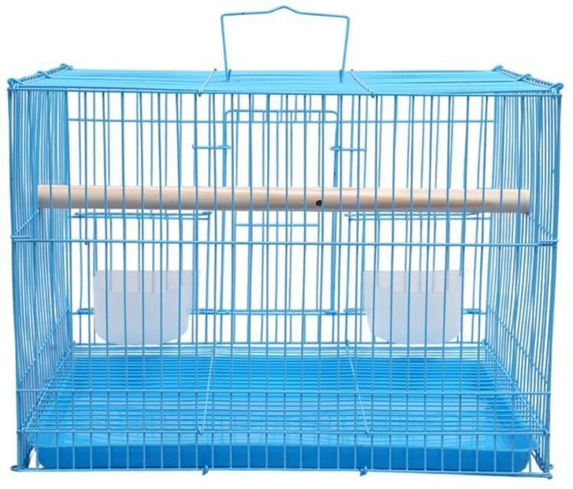HARA ENTERPRISES 1.25 Feet Bird Cage for Small Birds, Blue Metal, 38x28x28 cm, with Accessories Bird Cage