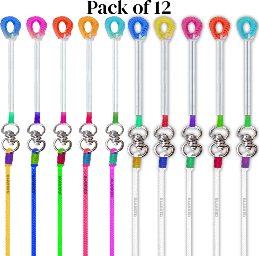 BLANKED Multicolor & White Color Aseel Rooster Rope Combo (Pack of 12) |(Spiral Coupler) 140 cm Bird Cord Leash(Multicolor)